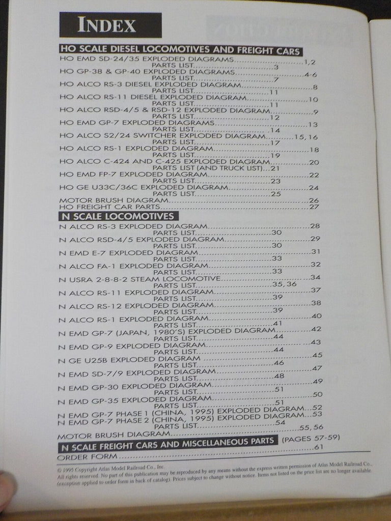 Atlas Parts Catalog Third Edition RailroadTreasures