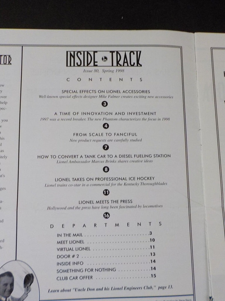 Inside Track Lionel Railroader Publication 80 1998 Spring From Scale