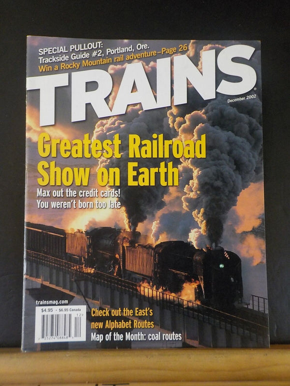 Trains Magazine 2002 December Map coal routes Great Railroad show on earth China