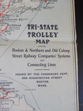 Map Tri-State Trolley Map Boston & Northern Old Colony 1907