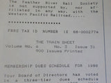 Western Pacific Feather River Rail Society The Train Sheet #31 1988 May June