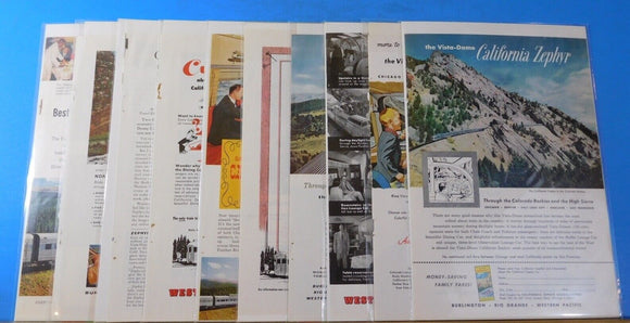 Ads Western Pacific Railroad Lot #16 Advertisements from various magazines (10)