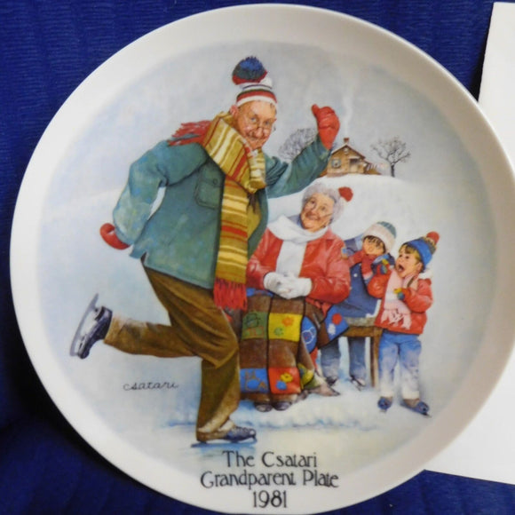 Plate Csatari Grandparent The Skating Lesson by Joseph Csatari