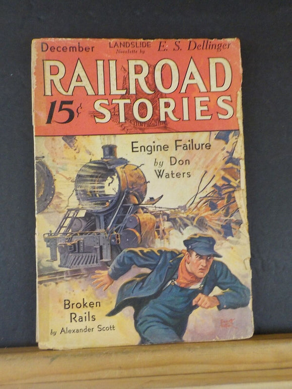 Railroad Stories Magazine 1932 December Engine Failure Landslide