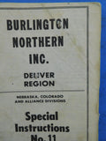 Burlington Northern Special Instructions #11 1979 Denver Region BN