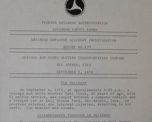 Railroad Employee Accident Investigation Report #177 Chicago & North Western