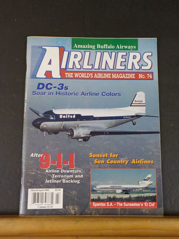 Airliners World’s Airline Magazine 2002 March April #74 DC3s Soar in Historic