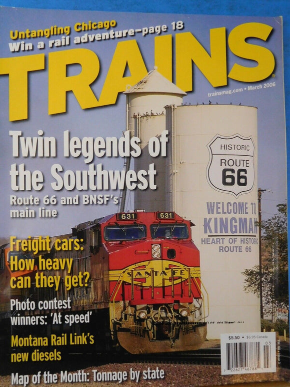 Trains Magazine 2006 March Route 66 BNSF main line  Freight cars How heavy? Mont