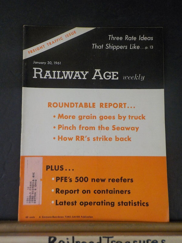 Railway Age 1961 January 30 Weekly Freight traffic issue PFE 500 new reefers Con