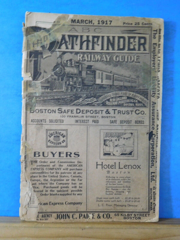 ABC The Pathfinder Railway Guide 1917 March New England Official Guide