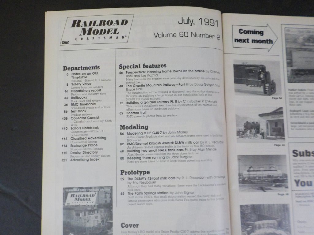 Railroad Model Craftsman Magazine 1991 July Modeling UP C307 DL&W Milk ...
