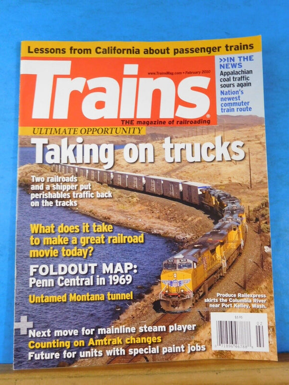 Trains Magazine 2010 February Taking on trucks Penn Central 1969 map