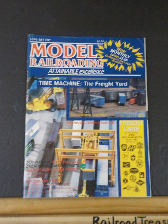 Model Railroading 1987 January The freight yard 1950s freight cars Loco test