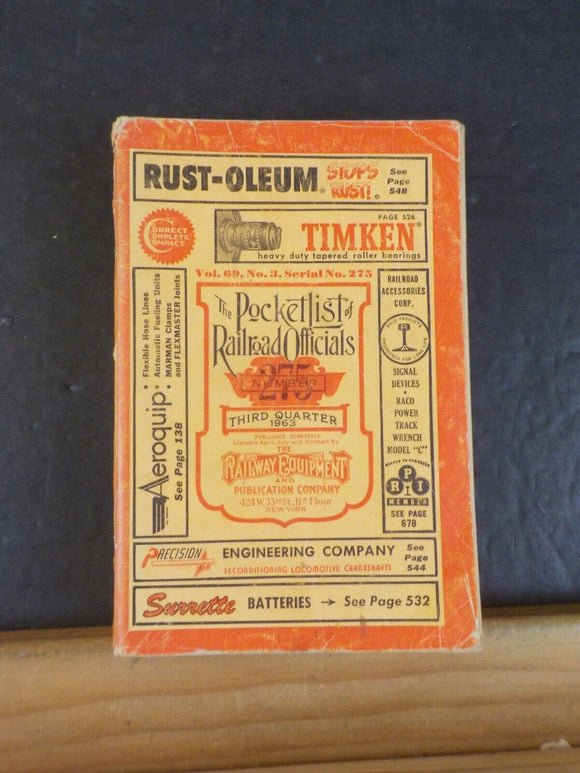 Pocket List of Railroad Officials #275 1963 3rd quarter