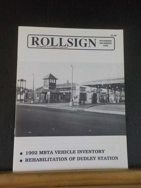 Rollsign Magazine of New England Transit News 1992 November December MBTA vehicl