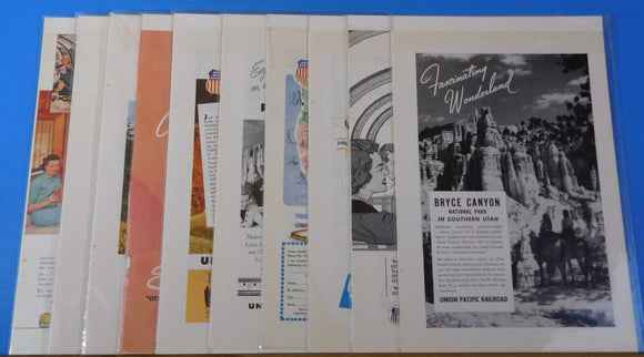 Ads Union Pacific Railroad Lot #18 Advertisements from various magazines (10)