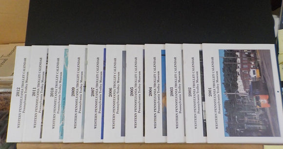 Western Pennsylvania Trolley Calendar lot #2 (11 Calendars) 2001-2012 (NO 2008)