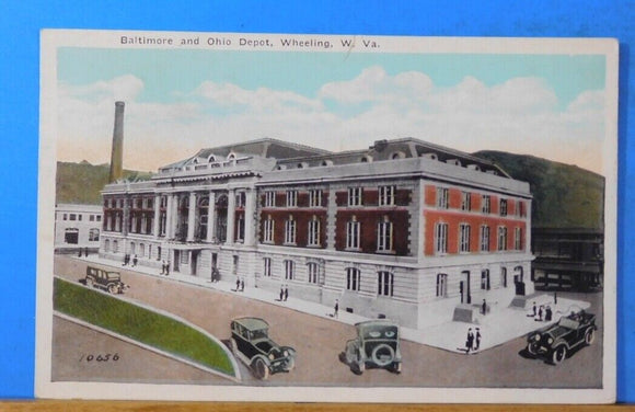 Postcard Baltimore and Ohio Depot Wheeling WV Card # 10656 Postmark 1926