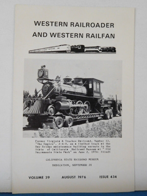 Western Railroader #434 V&T #13 loco photo, Central Pacific Station Old Sacramen