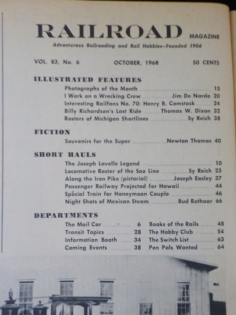 Railroad Magazine 1968 October I Work on a Wrecking Crew Rosters of Mi ...