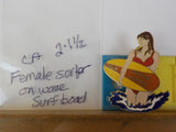 Jaycees California Female Surfer in wave with surfboard    PIN