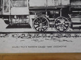 Print Double Truck Narrow Gauge Tank Locomotive Pen Drawing Copy 26 x 10