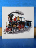 Screencraft hand decorated locomotive tile art Measures approx 6 x 6 inches.