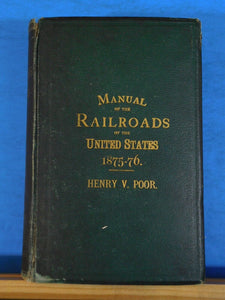 Poor's Manual of Railroads 1875-76 Maps History rolling stock more