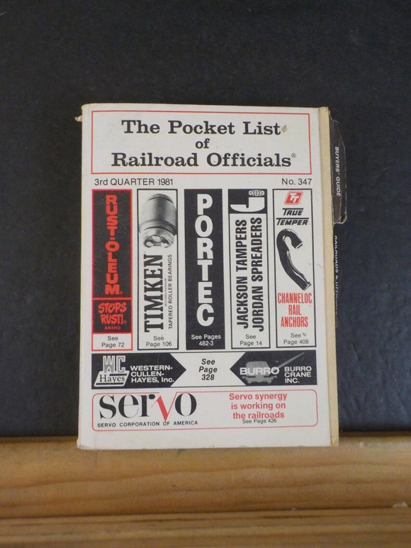Pocket List of Railroad Officials #347 1981 3rd  Quarter