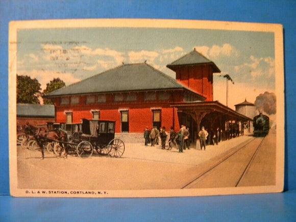 Postcard D. L. & W. Station Cortland NY Postmarked 1920 Cortland NY