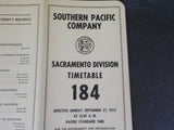 Southern Pacific Employee Timetable #184 Sacramento 1953 September 27