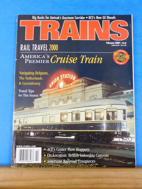 Trains Magazine 2000 February KCS new GE Diesels Cruise train Amtrak Keystone Co