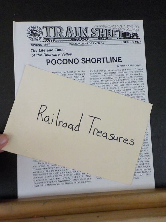 Train Sheet Railroadians Of America 1977 Spring Pocono Shortline