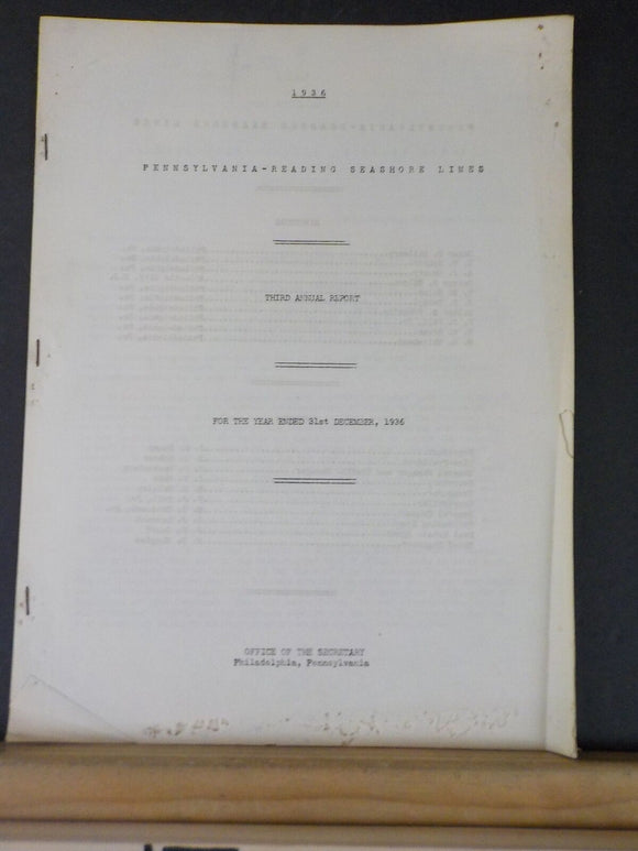 Pennsylvania-Reading Seashore Lines annual report 1936 Third annual report