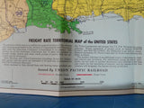Map Union Pacific Railroad 1965 Freight Rate Territorial Map Of the United State