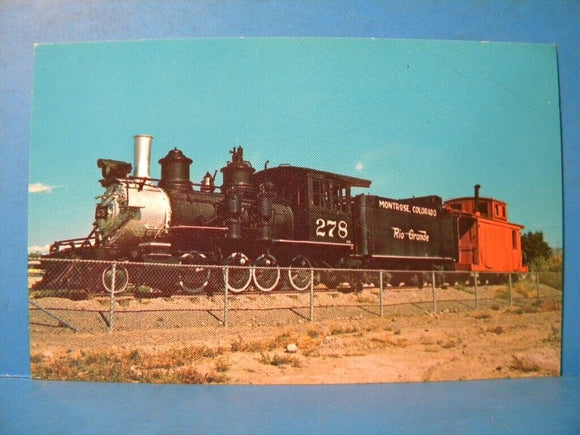 Postcard Denver and Rio Grande Narrow Gauge Locomotive Montrose, Colorado