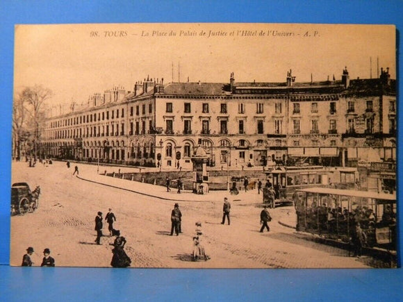 Postcard Carte Postale Palace of Justice and the Universe Hotel France 1918 Trol