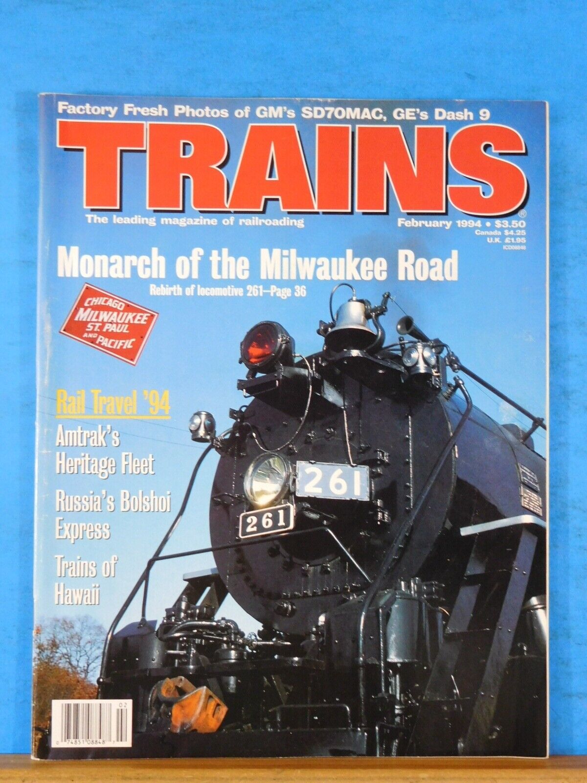 1994 Train Trains Magazine 1994 February Monarch of the Milwaukee Road GM SD70MAC ...