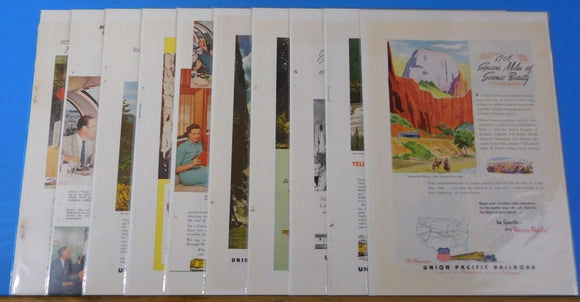 Ads Union Pacific Railroad Lot #21 Advertisements from various magazines (10)