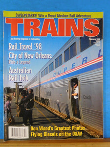 Trains Magazine 1998 February City of New Orleans Australian Rail Trek O&W Flyhi