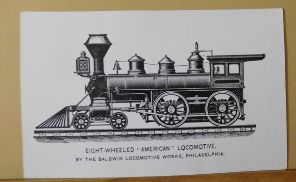 Postcard Eight wheeled American locomotive by the Baldwin Locomotive Works