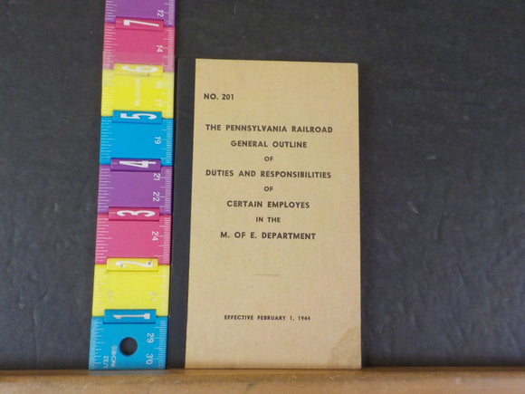 Pennsylvania Railroad General Outline Duties Responsibilities Certain Empl MofE