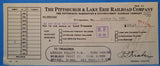 Check Pittsburgh & Lake Erie Railroad Co Check 1958 Oct 27 Lehigh Valley