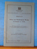 Mines and Metallurgical Works of Ontario in 1933 Bulletin No. 94