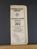 Southern Pacific Employee Timetable #202 Sacramento Division 1961 September 24