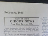 White Tops Circus Magazine 1933 February  FRAGILE