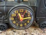 Train locomotive engine alarm clock NEEDS batteries.  MISSING battery cover