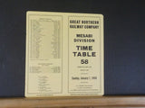 Great Northern Railway Company Mesabi Division Employee Timetable #58 1950 REPRI