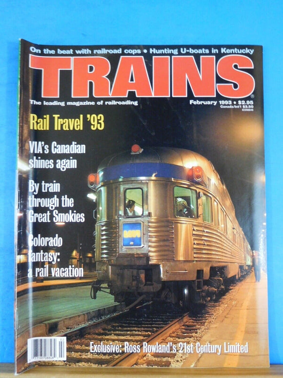 Trains Magazine 1993 February Via Canadian shines again By train Smokies CO Fant