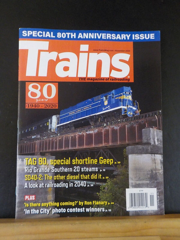 Trains Magazine 2020 November Tag 80 special shirtline Geep RGS 20 SD40-2